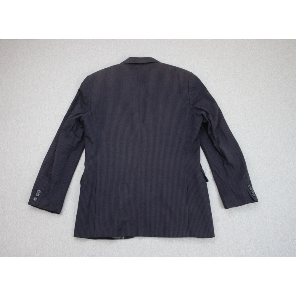 Express Blazer Mens 38S Blue Striped‎ 100% Cotton 2 Button Notch Lapel Jacket